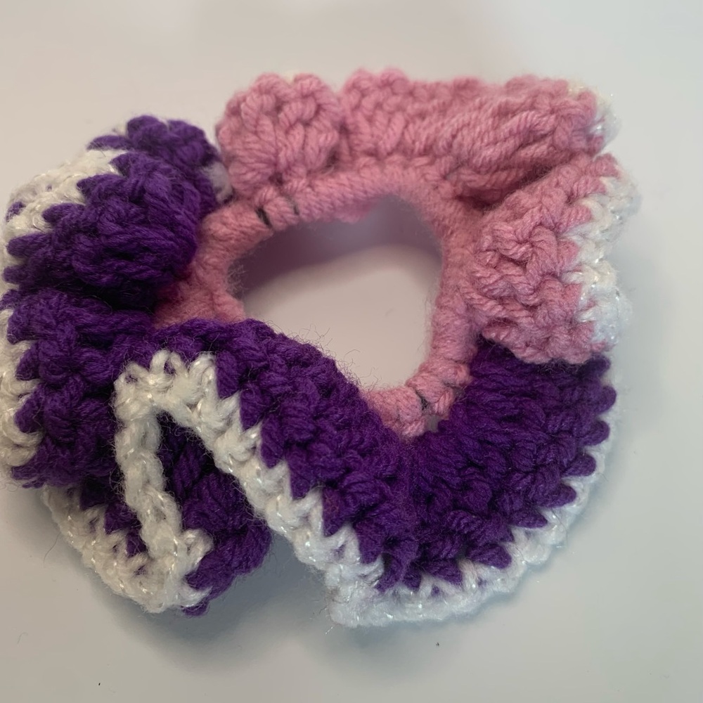 Handmade Pink and Purple Knitted Scrunchie—you choose 7 to bundle for $23